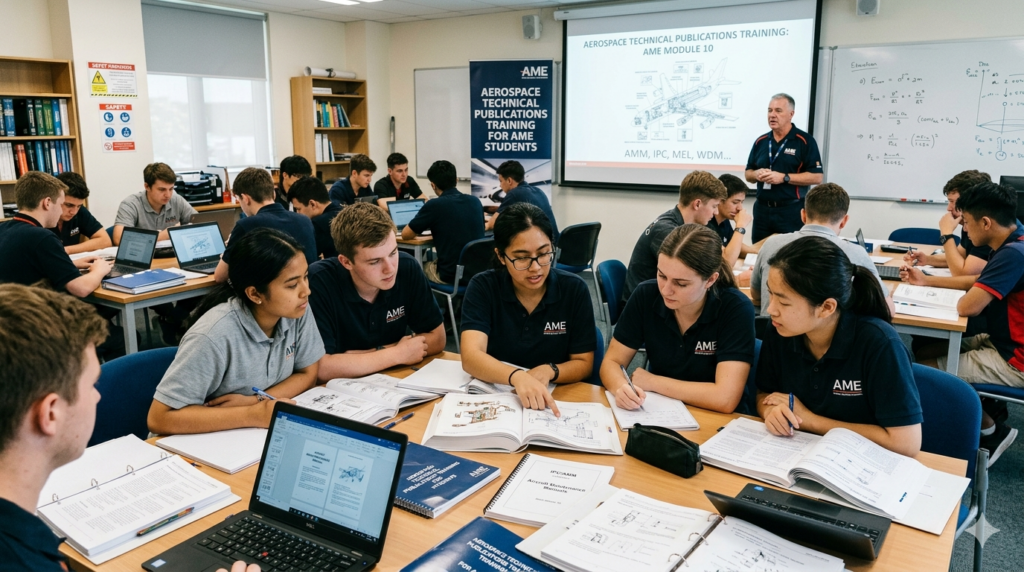 Alt text: aerospace technical publications training for ame students classroom
