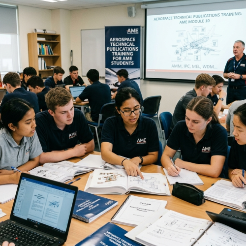Alt text: aerospace technical publications training for ame students classroom